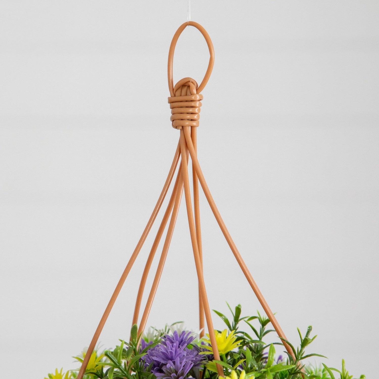 13” UV Resistant Artificial Dandelion and Rosemary in Woven Hanging Basket (Indoor/Outdoor) -Set of 2