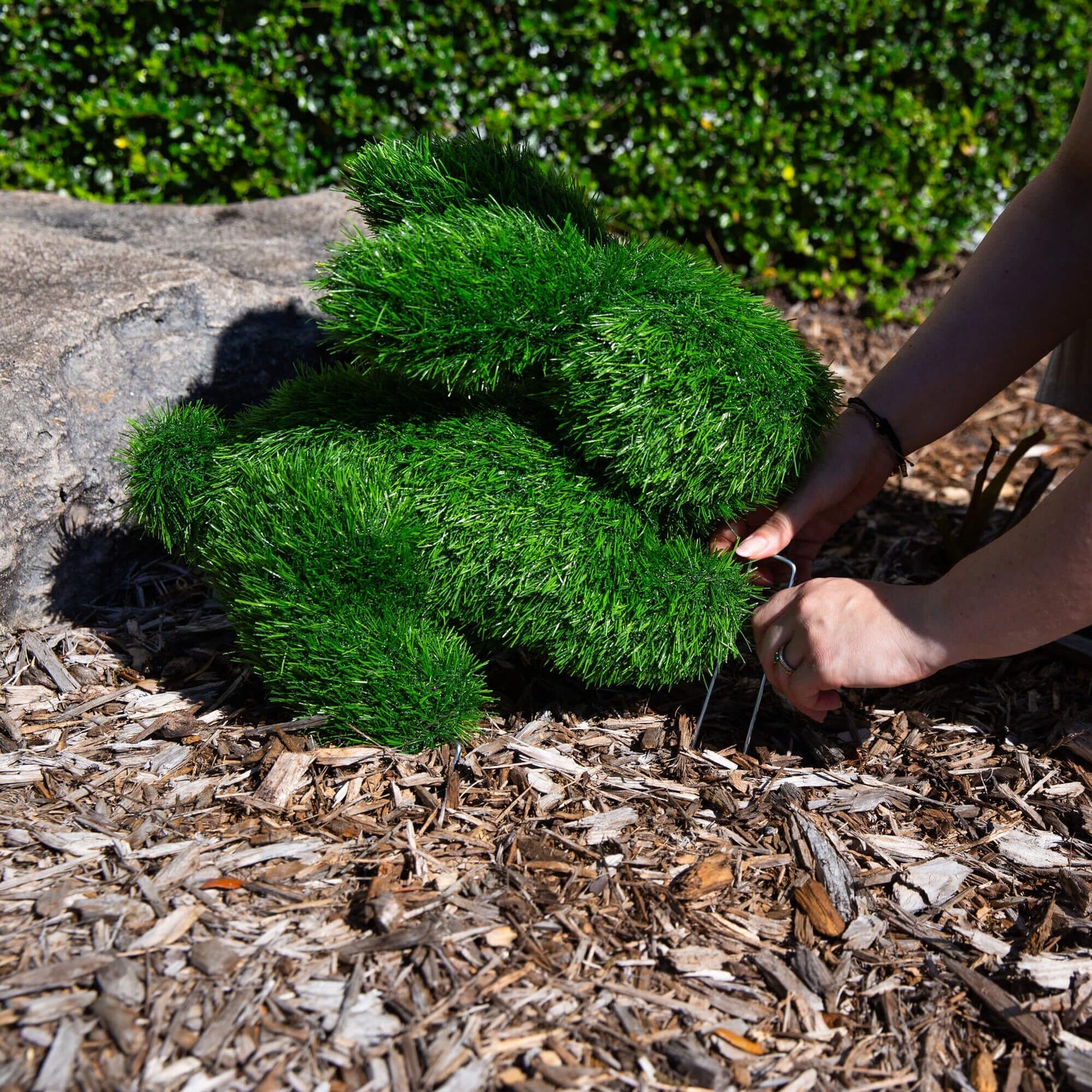 13" UV Resistant Artificial Grass Garden Plush Topiary Bunny Rabbit (Indoor/Outdoor)