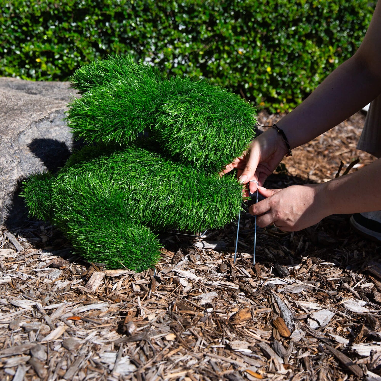 13" UV Resistant Artificial Grass Garden Plush Topiary Bunny Rabbit (Indoor/Outdoor)