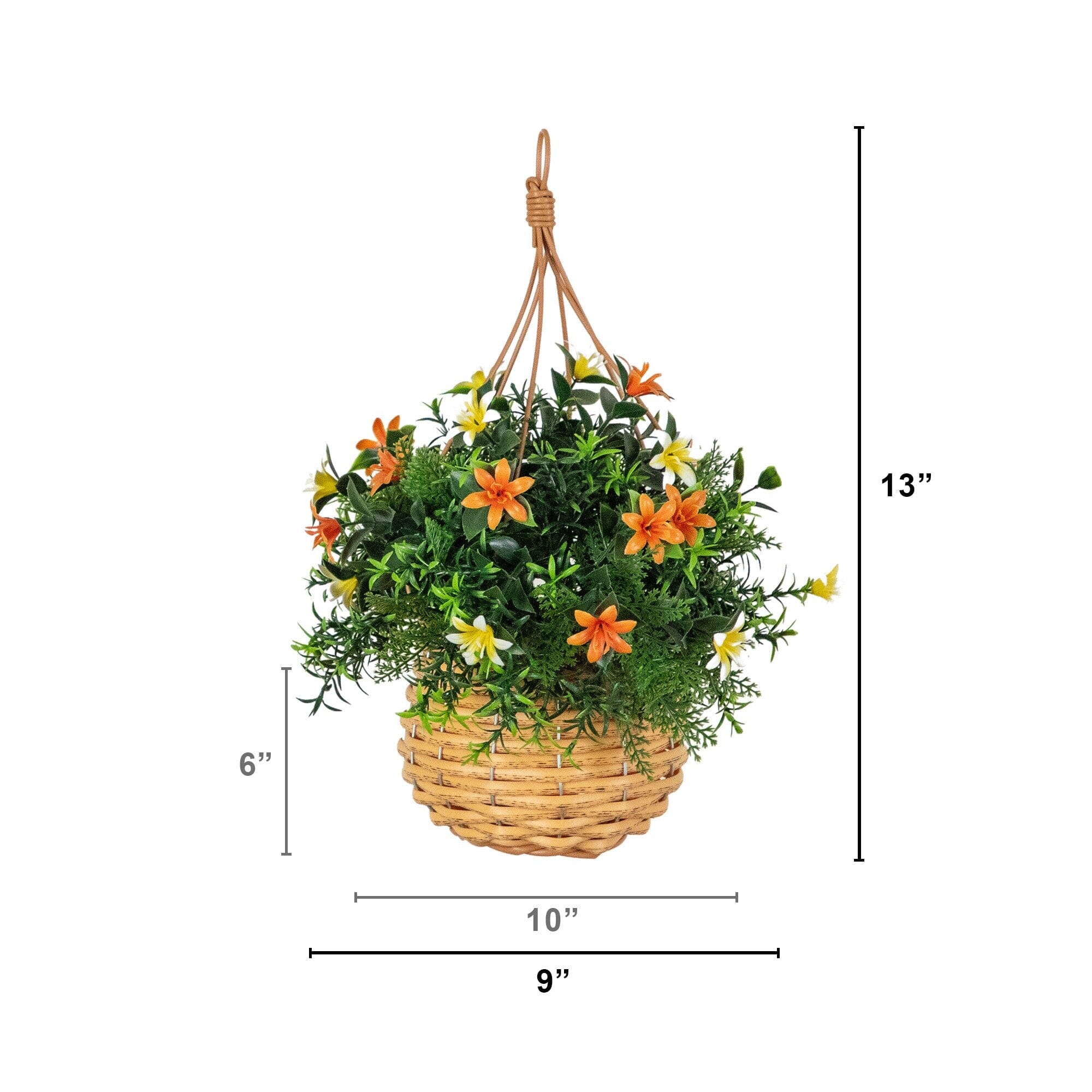 lily　25cm & 20cm おまとめ　5月10日以降発送 13” UV Resistant Artificial Lily and Mixed Greens in Woven Hanging