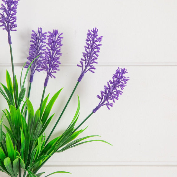 13" UV Resistant Artificial Flowering Lavender Bush (Indoor/Outdoor) - Set of 12
