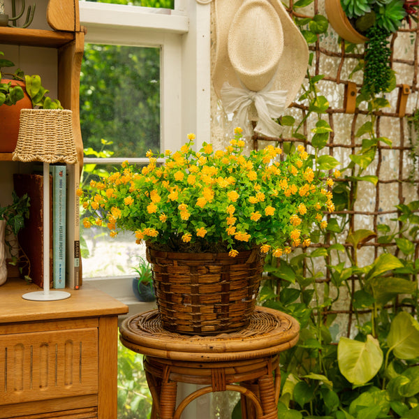 13" UV Resistant Artificial Flowering Mini Rose Bush (Indoor/Outdoor) - Set of 12