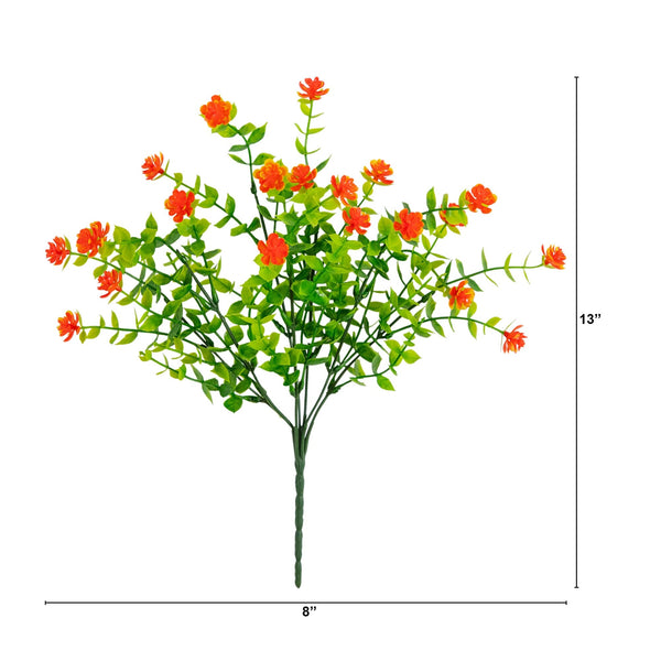 13" UV Resistant Artificial Flowering Mini Rose Bush (Indoor/Outdoor) - Set of 12