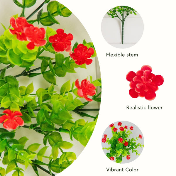 13" UV Resistant Artificial Flowering Mini Rose Bush (Indoor/Outdoor) - Set of 12