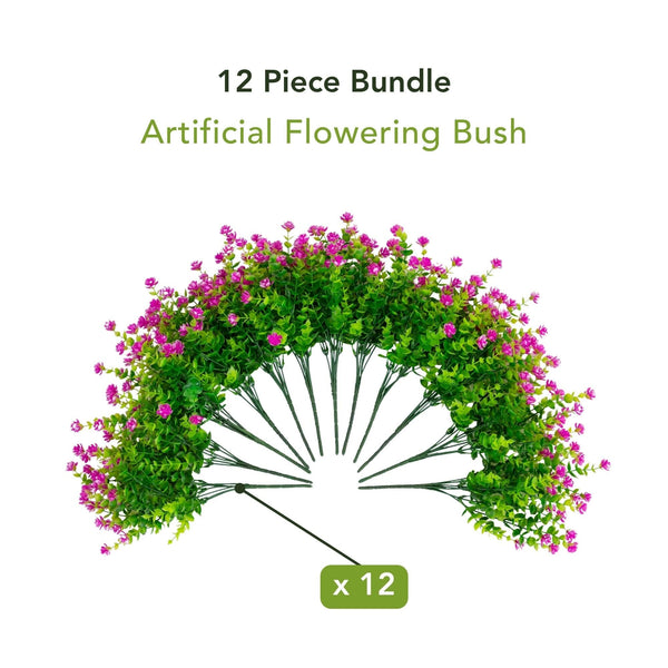 13" UV Resistant Artificial Flowering Mini Rose Bush (Indoor/Outdoor) - Set of 12