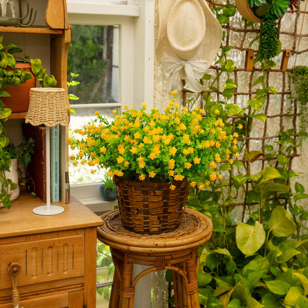 13" UV Resistant Artificial Flowering Mini Rose Bush (Indoor/Outdoor) - Set of 12