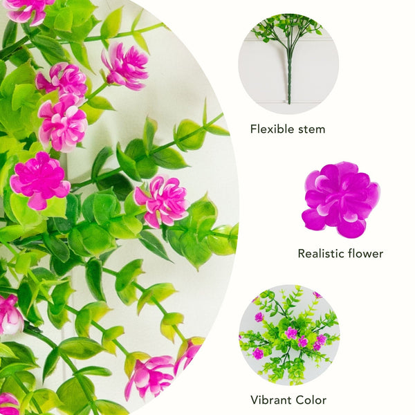13" UV Resistant Artificial Flowering Mini Rose Bush (Indoor/Outdoor) - Set of 12