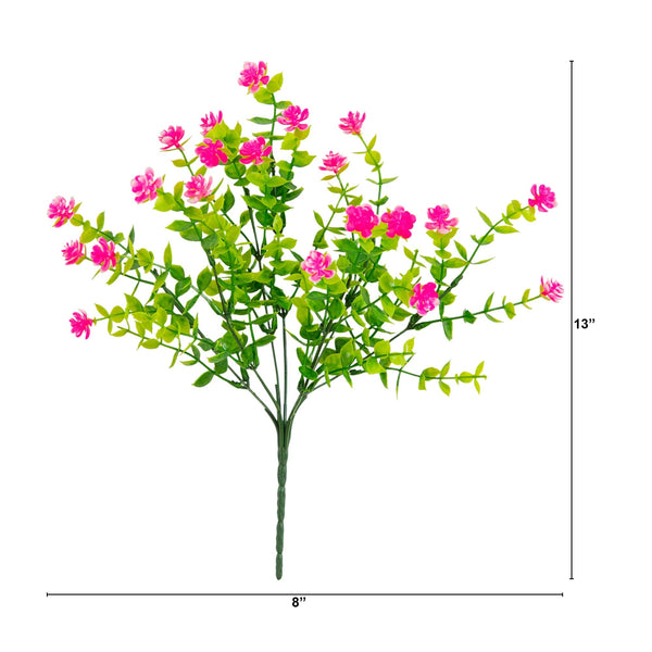 13" UV Resistant Artificial Flowering Mini Rose Bush (Indoor/Outdoor) - Set of 12
