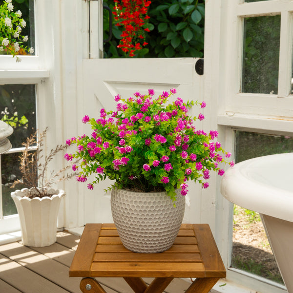 13" UV Resistant Artificial Flowering Mini Rose Bush (Indoor/Outdoor) - Set of 12