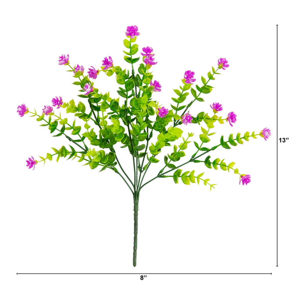 13" UV Resistant Artificial Flowering Mini Rose Bush (Indoor/Outdoor) - Set of 12