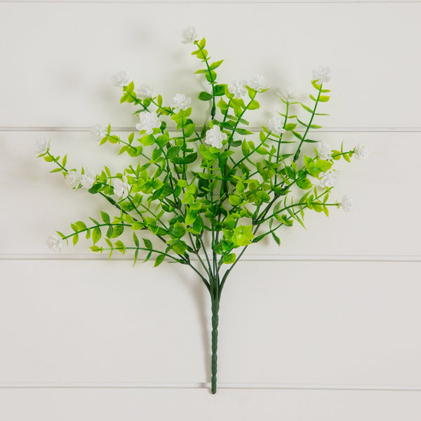 13" UV Resistant Artificial Flowering Mini Rose Bush (Indoor/Outdoor) - Set of 12