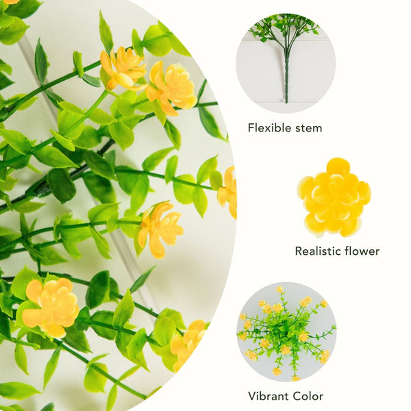 13" UV Resistant Artificial Flowering Mini Rose Bush (Indoor/Outdoor) - Set of 12