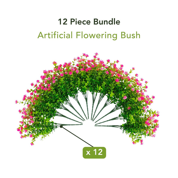 13" UV Resistant Artificial Flowering Mini Rose Bush (Indoor/Outdoor) - Set of 12