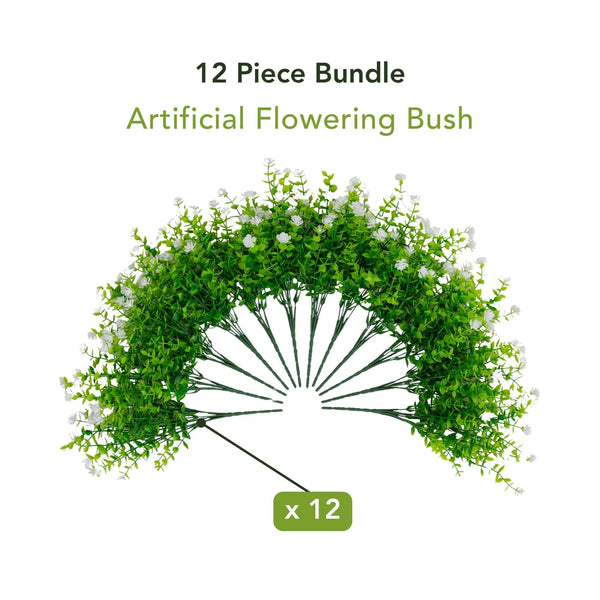 13" UV Resistant Artificial Flowering Mini Rose Bush (Indoor/Outdoor) - Set of 12