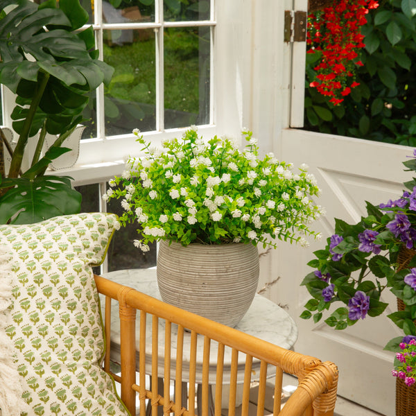 13" UV Resistant Artificial Flowering Mini Rose Bush (Indoor/Outdoor) - Set of 12