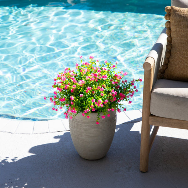 13" UV Resistant Artificial Flowering Mini Rose Bush (Indoor/Outdoor) - Set of 12