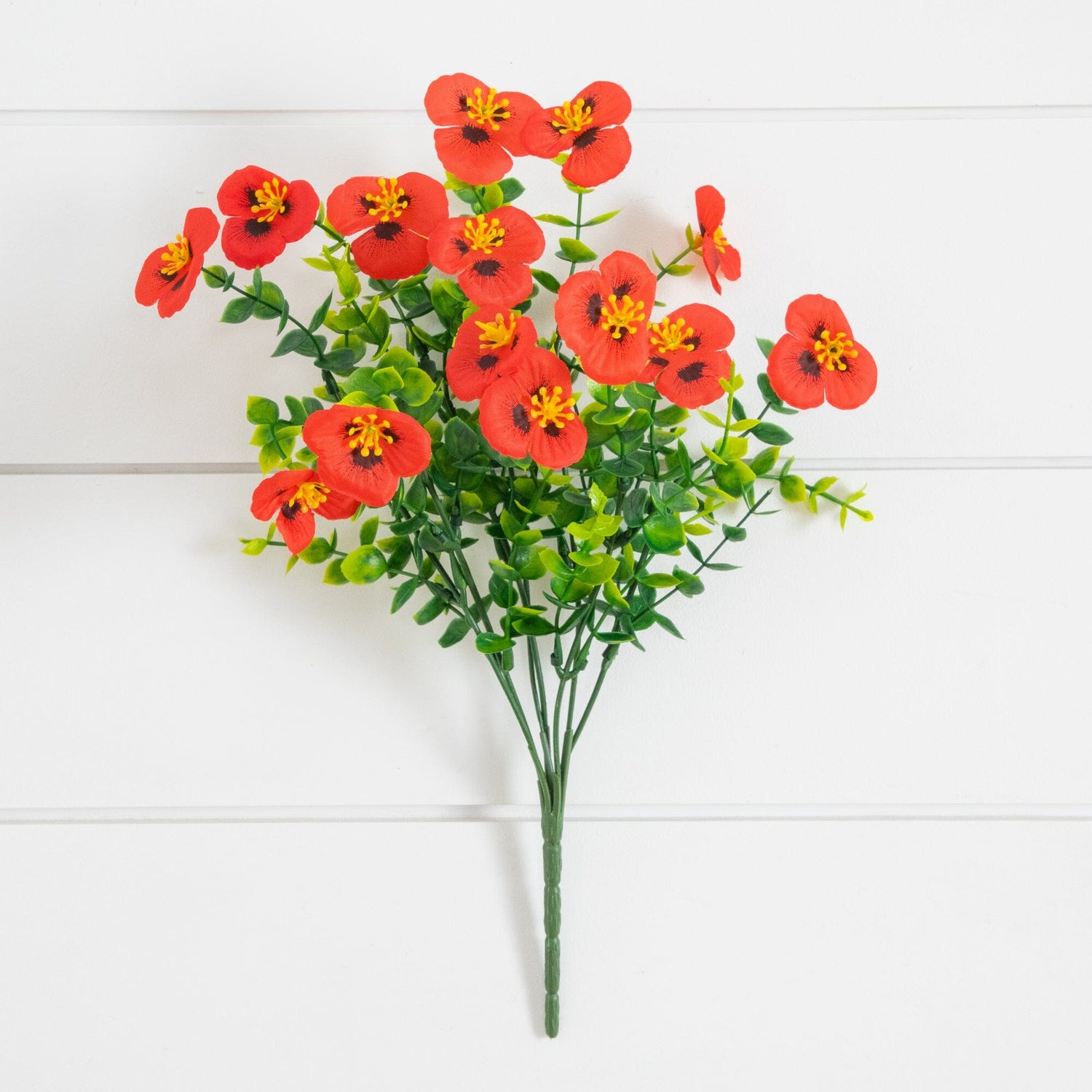 13in. UV Resistant Artificial Pansy Bush (Indoor/Outdoor) - Set of 12