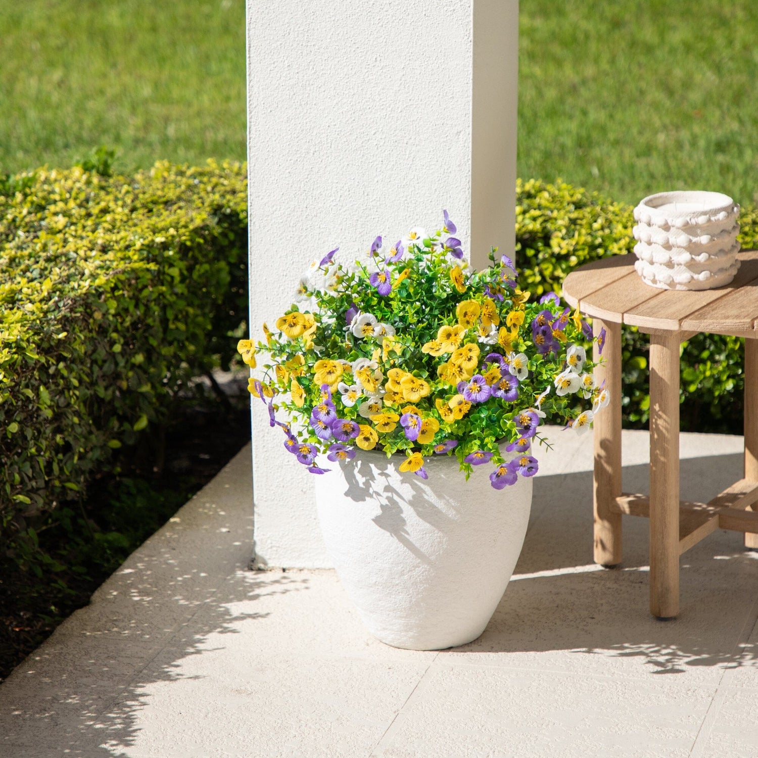 13in. UV Resistant Artificial Pansy Bush (Indoor/Outdoor) - Set of 12