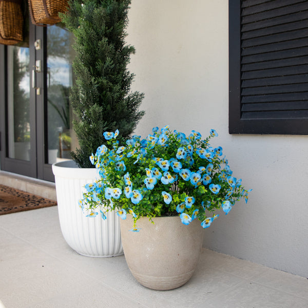 13in. UV Resistant Artificial Pansy Bush (Indoor/Outdoor) - Set of 12