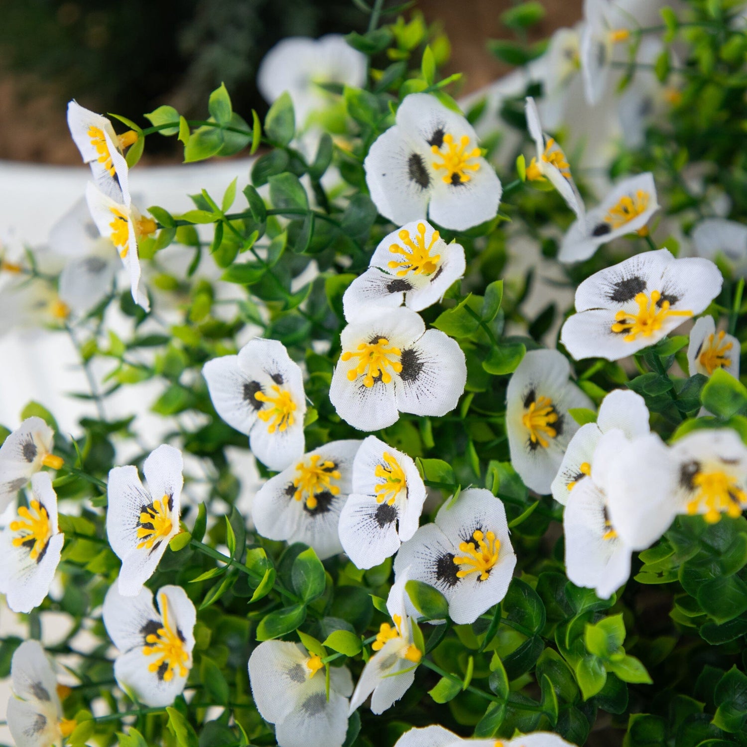 13in. UV Resistant Artificial Pansy Bush (Indoor/Outdoor) - Set of 12