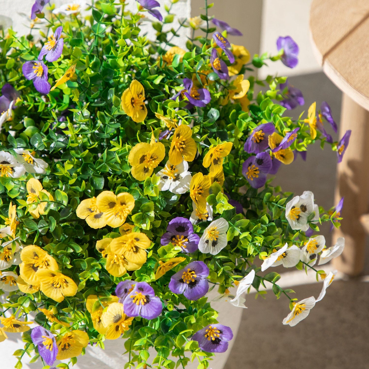 13in. UV Resistant Artificial Pansy Bush (Indoor/Outdoor) - Set of 12