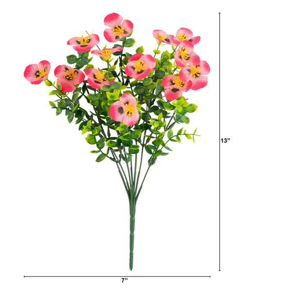13in. UV Resistant Artificial Pansy Bush (Indoor/Outdoor) - Set of 12
