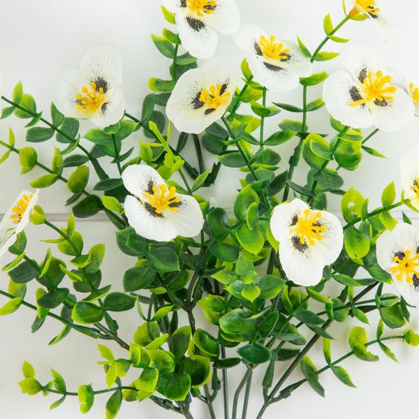 13in. UV Resistant Artificial Pansy Bush (Indoor/Outdoor) - Set of 12
