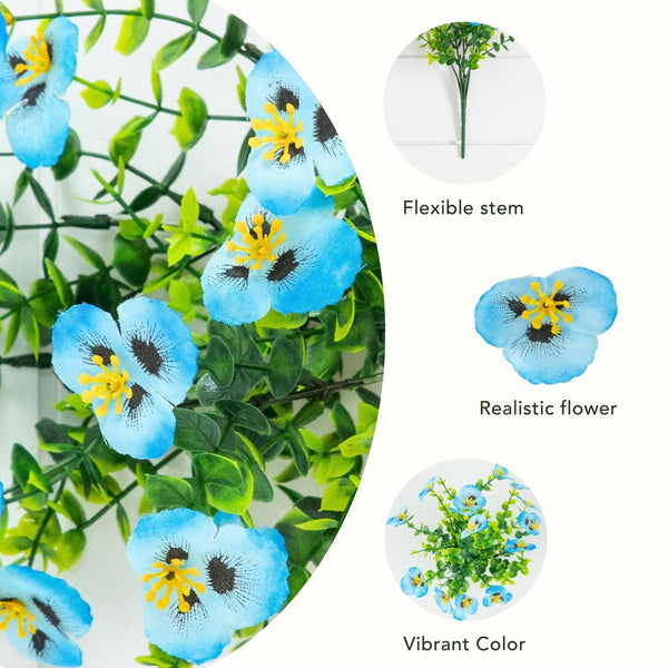 13in. UV Resistant Artificial Pansy Bush (Indoor/Outdoor) - Set of 12