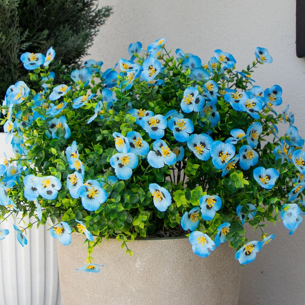 13in. UV Resistant Artificial Pansy Bush (Indoor/Outdoor) - Set of 12
