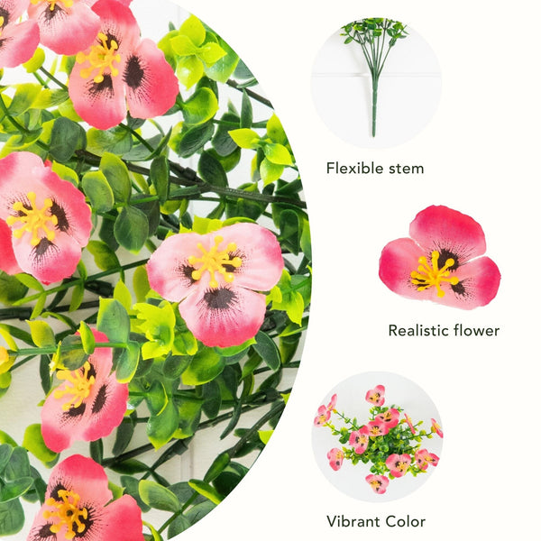 13in. UV Resistant Artificial Pansy Bush (Indoor/Outdoor) - Set of 12