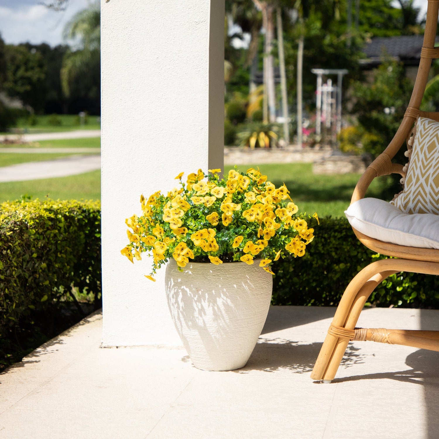 13in. UV Resistant Artificial Pansy Bush (Indoor/Outdoor) - Set of 12