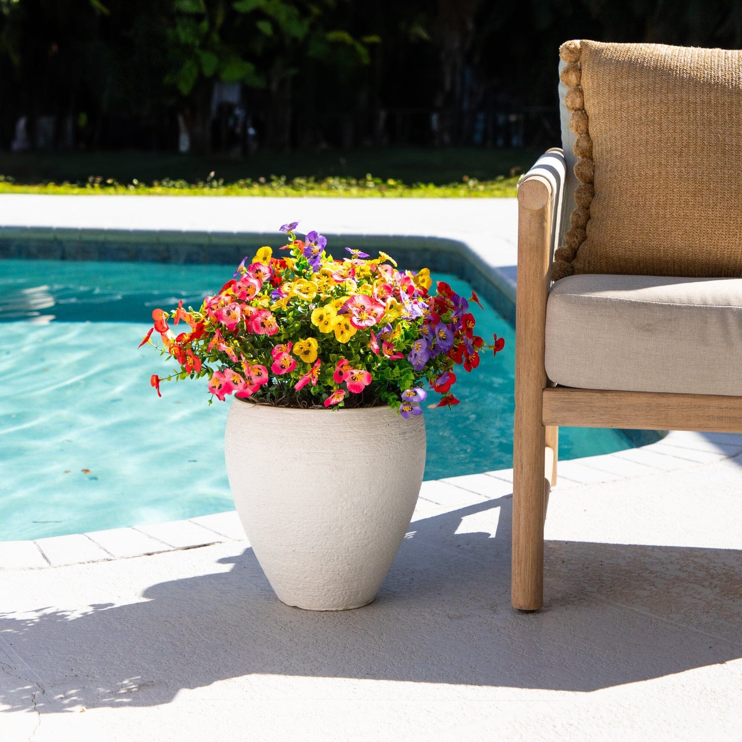 13in. UV Resistant Artificial Pansy Bush (Indoor/Outdoor) - Set of 12