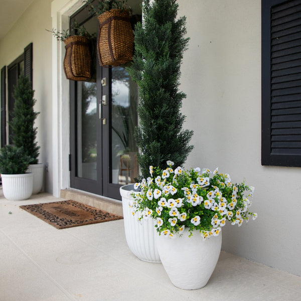 13in. UV Resistant Artificial Pansy Bush (Indoor/Outdoor) - Set of 12