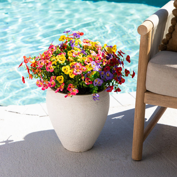 13in. UV Resistant Artificial Pansy Bush (Indoor/Outdoor) - Set of 12