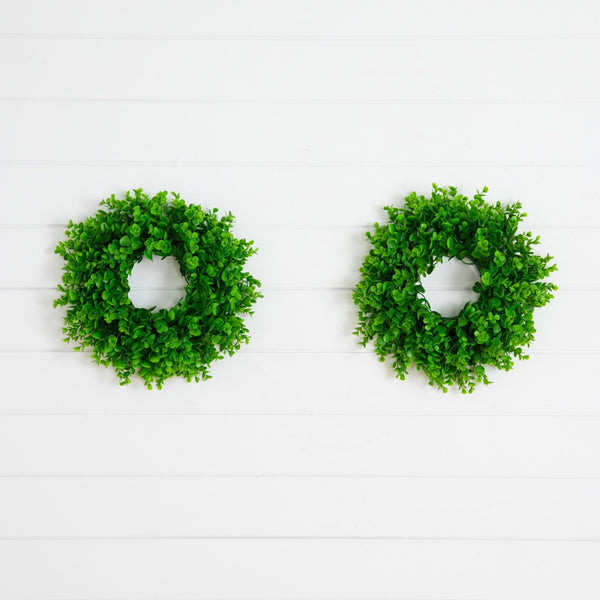 14” Artificial Eucalyptus Wreath - Set of 2