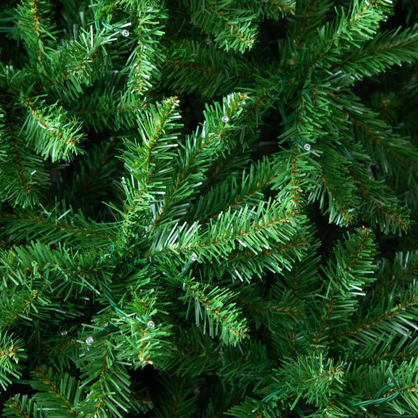14’ Artificial Slim Green Mountain Pine Christmas Tree with 1600 Warm White LED Lights