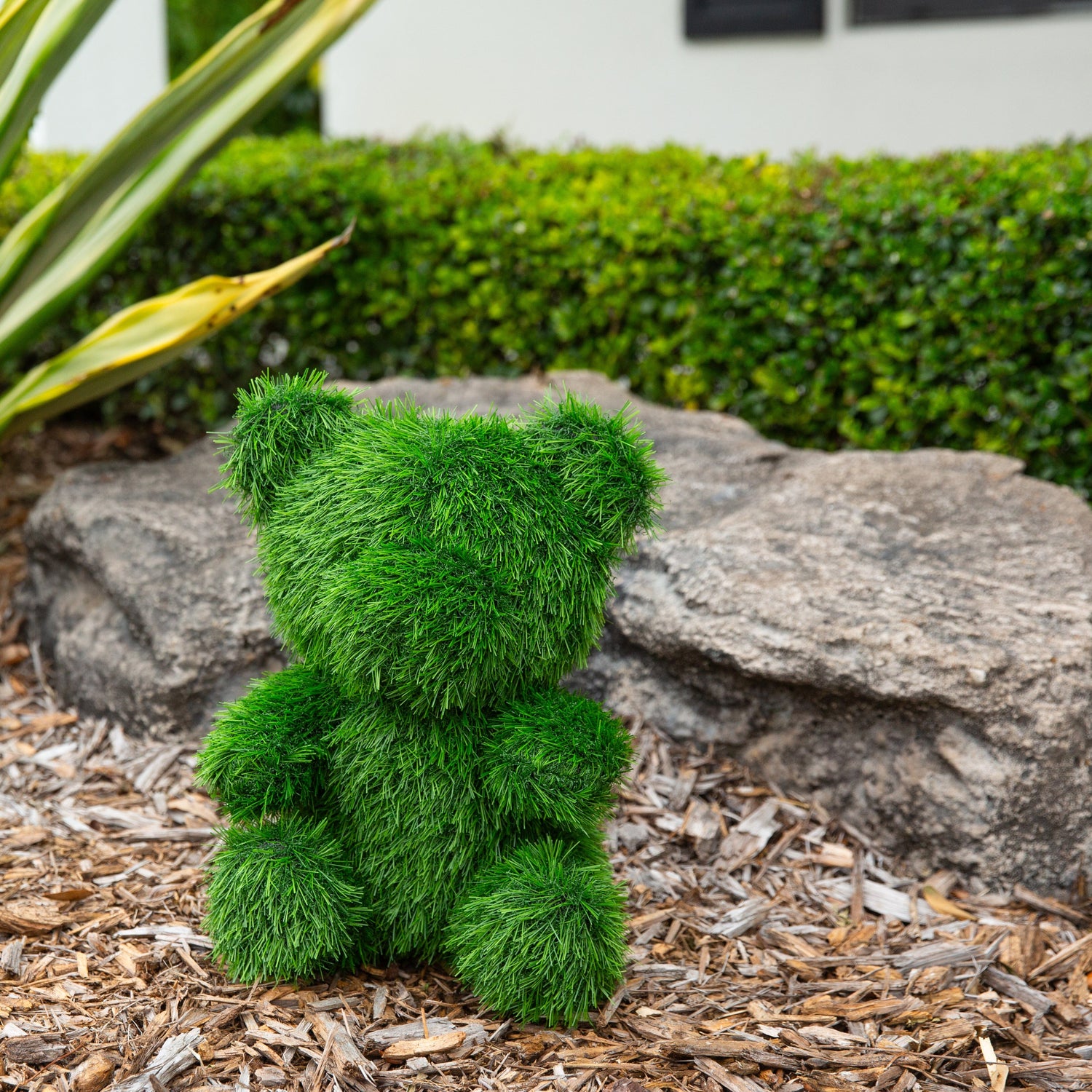 14" UV Resistant Artificial Grass Garden Plush Topiary Bear (Indoor/Outdoor)