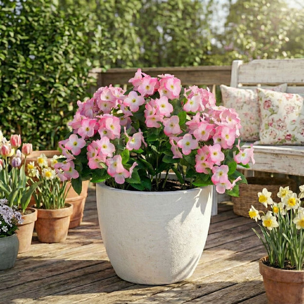 14" UV Resistant Artificial Hydrangea Bush (Indoor/Outdoor) - Set of 6