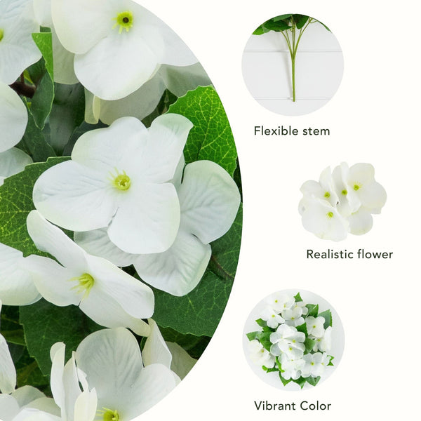 14" UV Resistant Artificial Hydrangea Bush (Indoor/Outdoor) - Set of 6