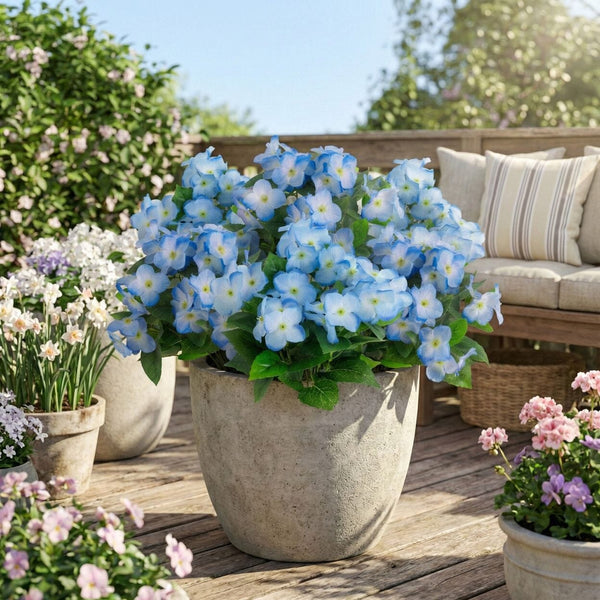 14" UV Resistant Artificial Hydrangea Bush (Indoor/Outdoor) - Set of 6