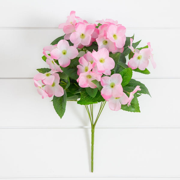 14" UV Resistant Artificial Hydrangea Bush (Indoor/Outdoor) - Set of 6