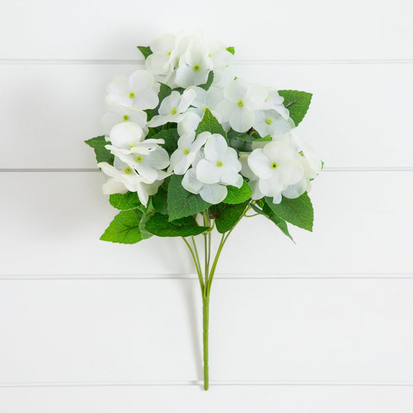 14" UV Resistant Artificial Hydrangea Bush (Indoor/Outdoor) - Set of 6
