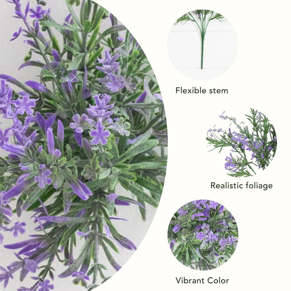 14” UV Resistant Artificial Lavender Bush (Indoor/Outdoor) - Set of 6