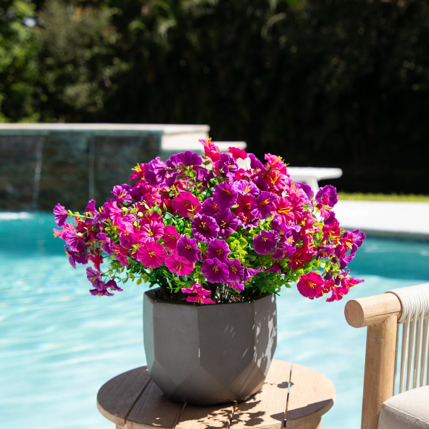 14" UV Resistant Artificial Morning Glory Bush (Indoor/Outdoor) - Set of 12