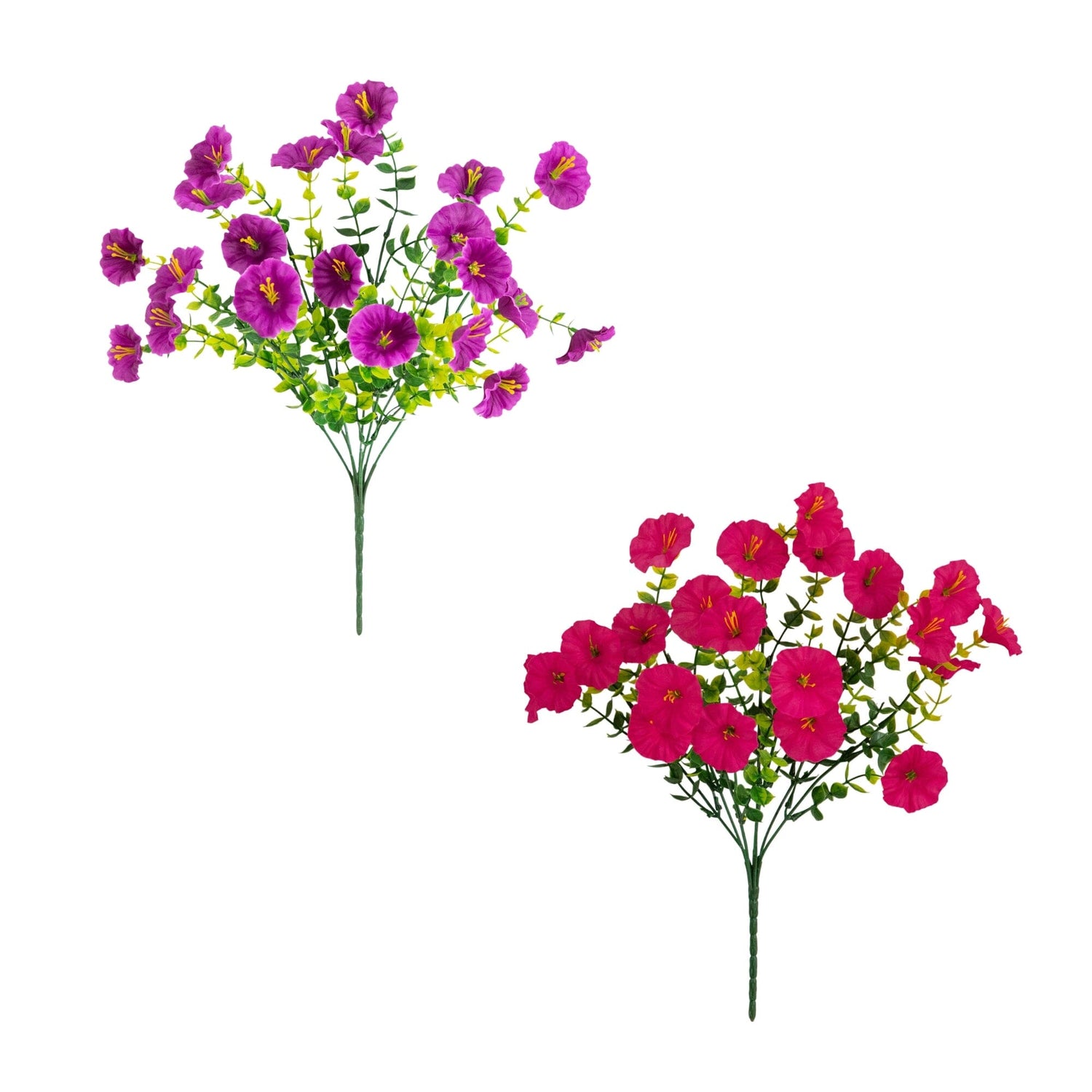 14" UV Resistant Artificial Morning Glory Bush (Indoor/Outdoor) - Set of 12