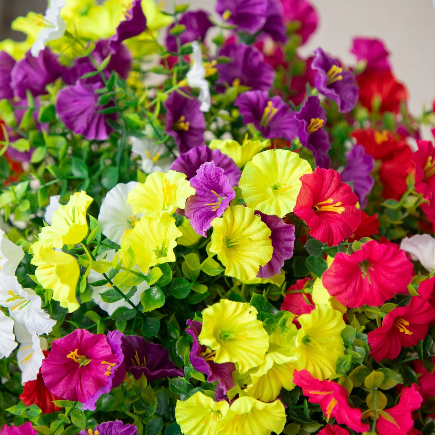 14" UV Resistant Artificial Morning Glory Bush (Indoor/Outdoor) - Set of 12