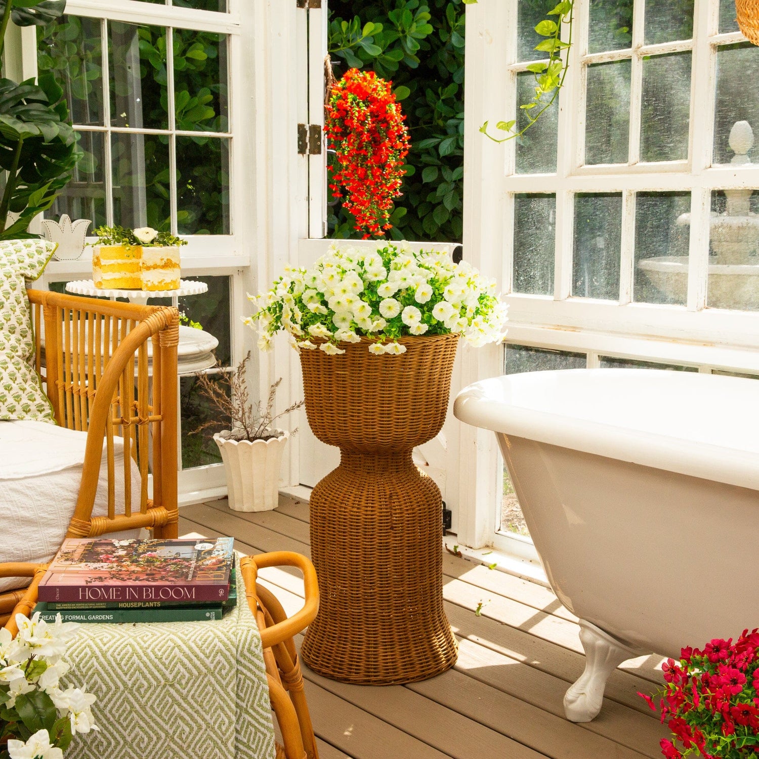 14" UV Resistant Artificial Morning Glory Bush (Indoor/Outdoor) - Set of 12