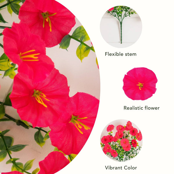 14" UV Resistant Artificial Morning Glory Bush (Indoor/Outdoor) - Set of 12