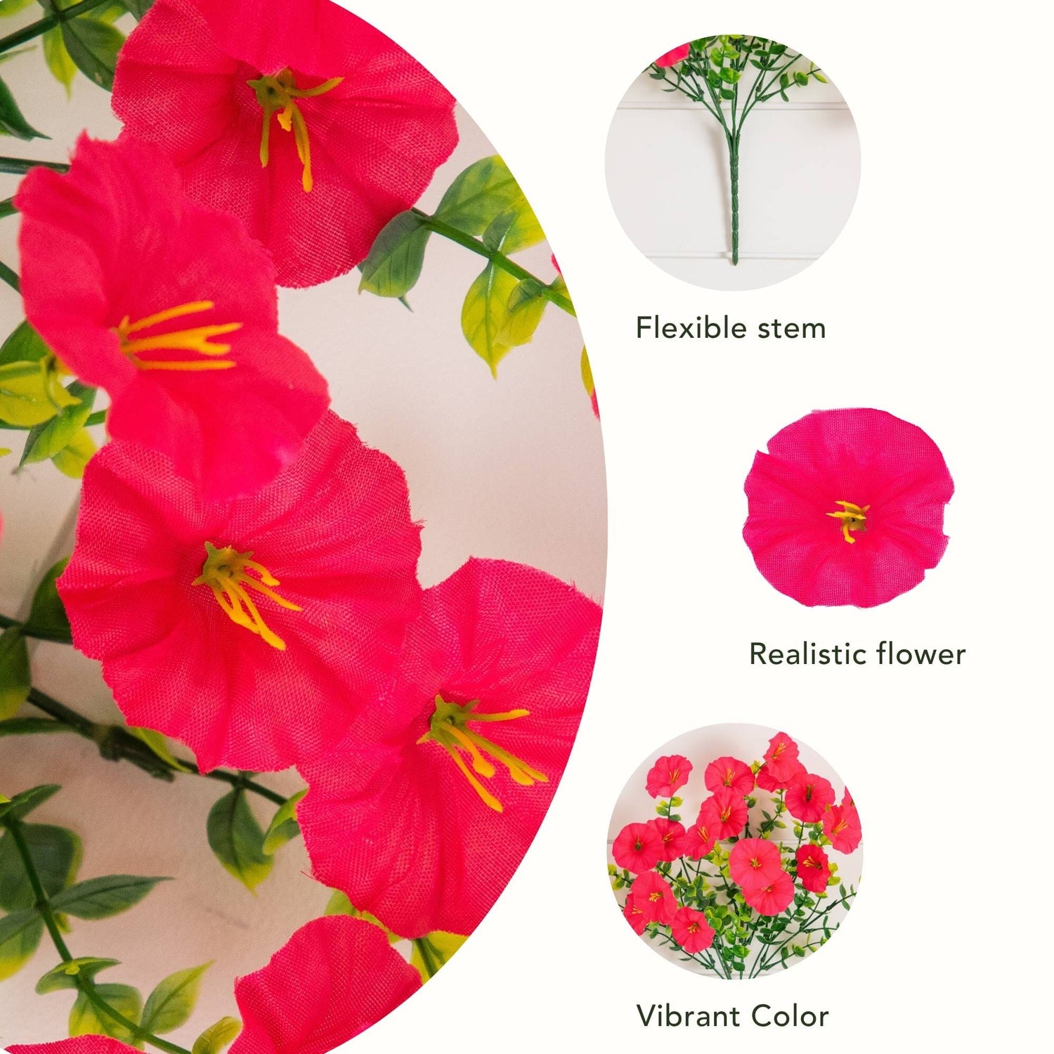 14" UV Resistant Artificial Morning Glory Bush (Indoor/Outdoor) - Set of 12