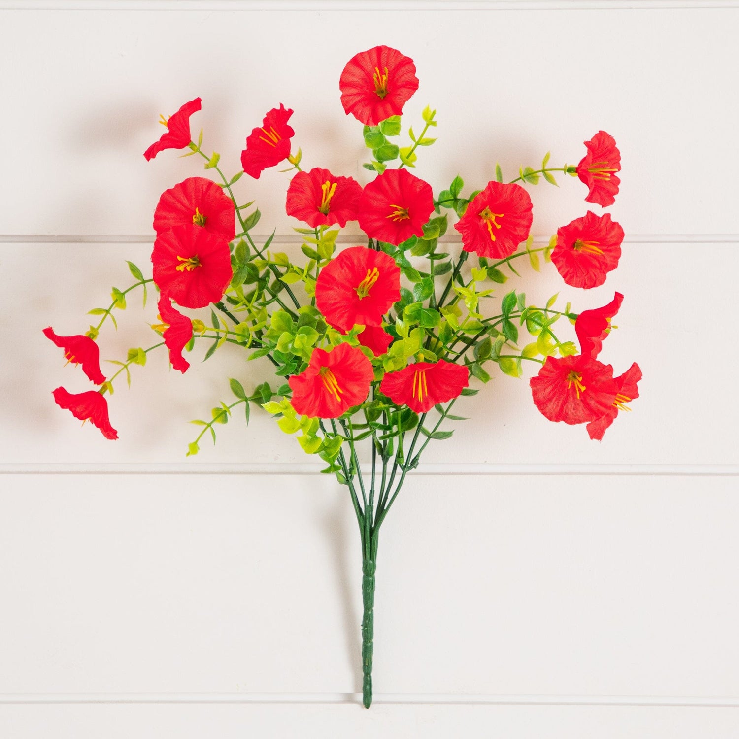 14" UV Resistant Artificial Morning Glory Bush (Indoor/Outdoor) - Set of 12